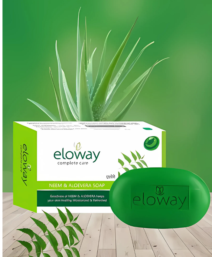 Eloway Natural Neem And Aloe Vera Soap - 75g Pack of 2
